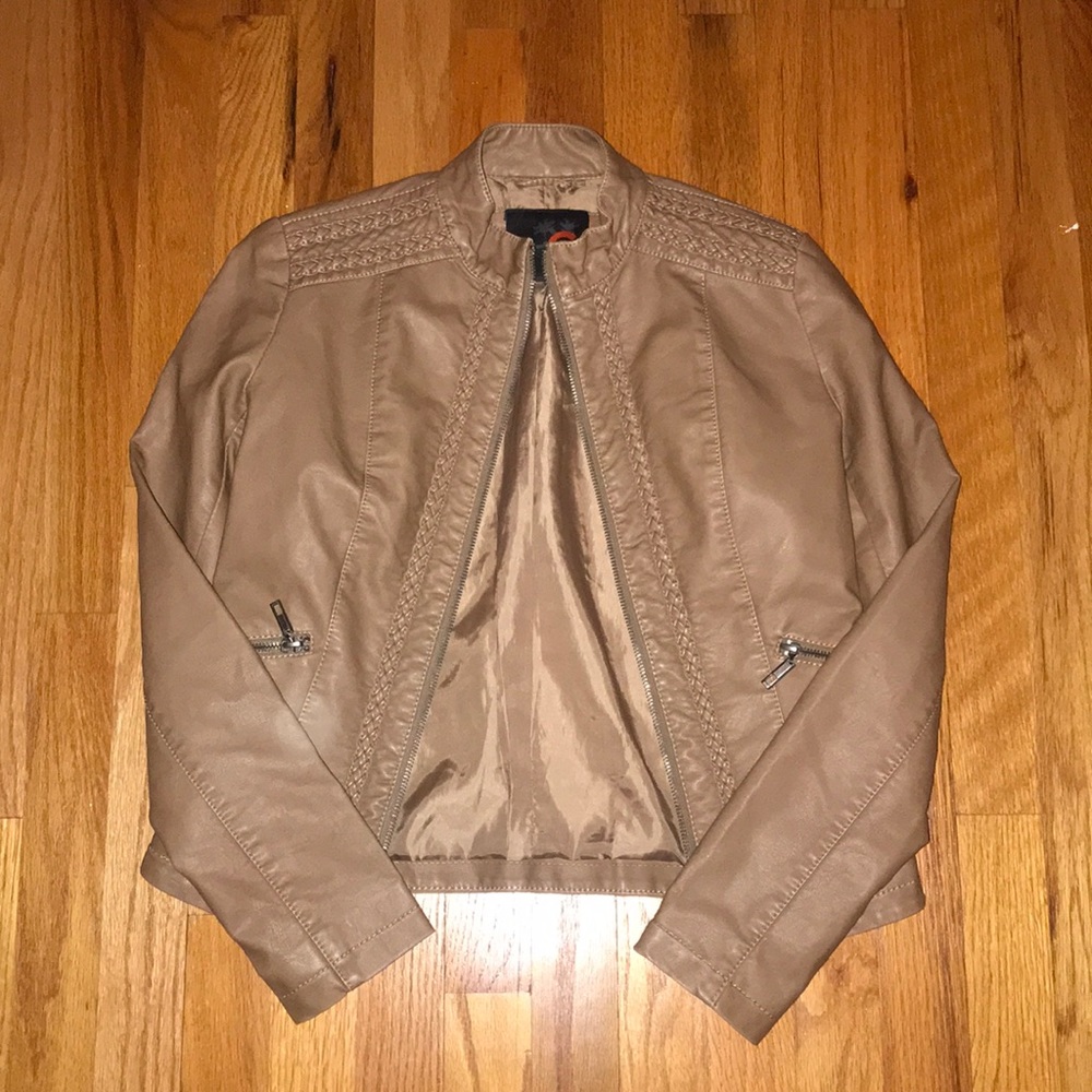 Tan leather jacket. Only worn once!